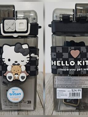 520ml Hello Kitty Miniso Tritan Double Drinking Water Bottle with Detachable Car
